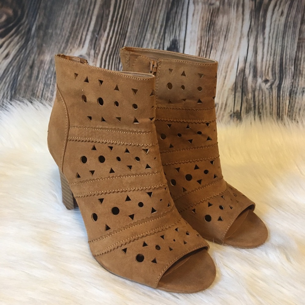 Torrid Cutout Peep Toe Chunky Heel Ankle Booties